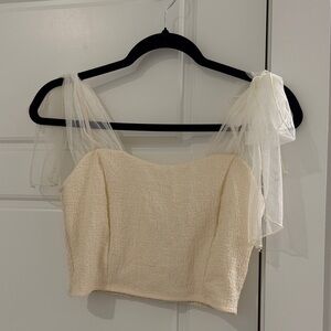 Altar'd State Cream Crop Top with Sheer Bows